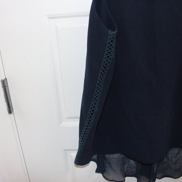 Jonathan Simkhai Women's Navy Sleeveless Top XS Mixed Media Silk Trim Embroider - Picture 4 of 5